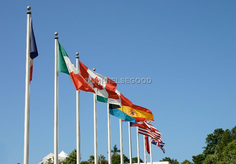 IMG_JE.FLG09.JPG - Flags of the Nations line the front lawn at Bacardi International, Bermuda