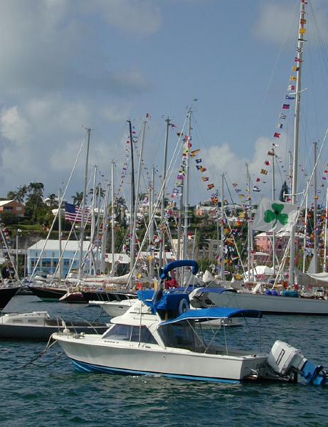 IMG_JE.BO88.jpg - Flags on yachts in the Newport to Bermuda race, Bermuda