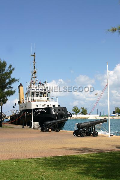 IMG_JE.DOC45.JPG - Cannon and Tugboat, Dockside, Dockyard, Bermuda