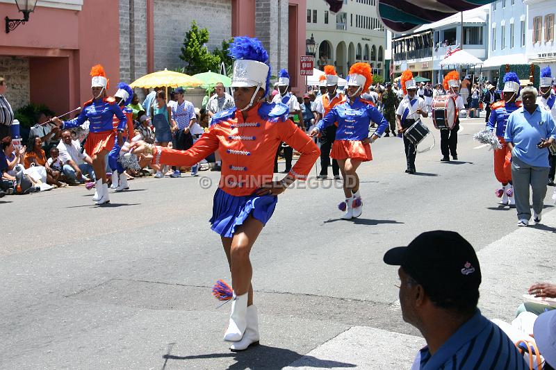 IMG_JE.BDADY62.JPG - Bermuda Day Parade, Majorettes and Marching Band, Front Street, Bermuda